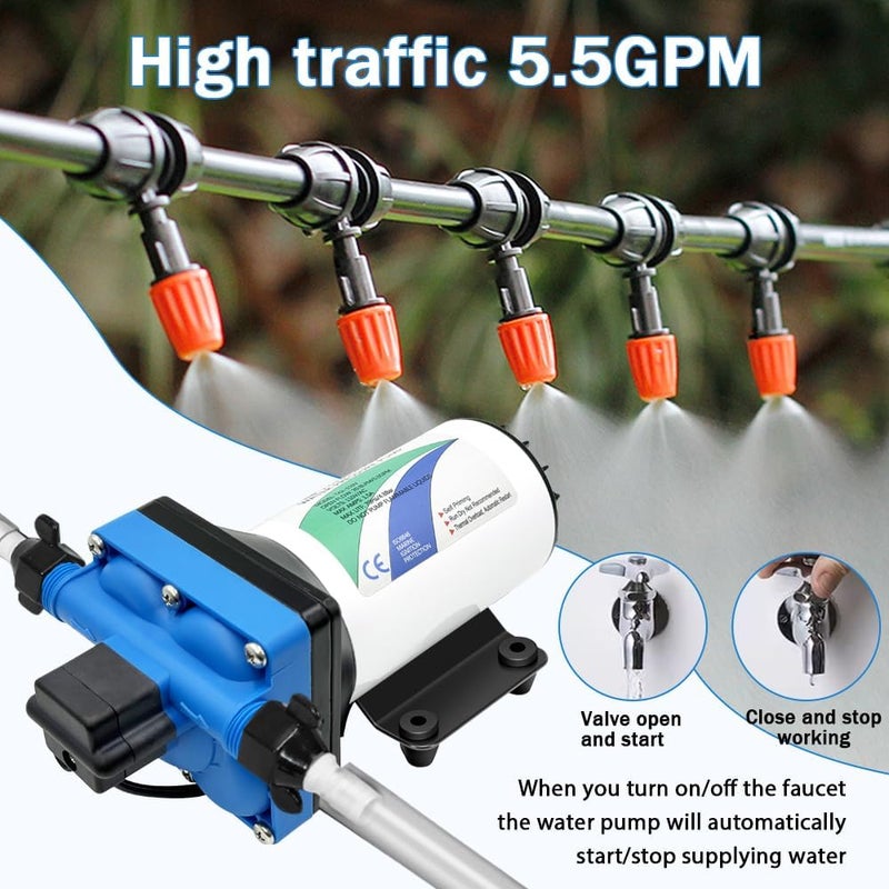 YCHAOFLO 110V AC electric high-pressure self-priming diaphragm pump, Equipped with pressure switch，5.5GPM, 70Psi, for RV Marine Yacht Lawn Garden - Image 3